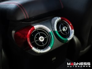 Alfa Romeo Giulia Interior Air Vent Cover Trim Kit - Carbon Fiber - Rear Set - Italian Theme - Feroce Carbon Alfa Romeo Giulia Interior Air Vent Cover Trim Kit - Carbon Fiber - Rear Set - Italian Theme - Feroce Carbon